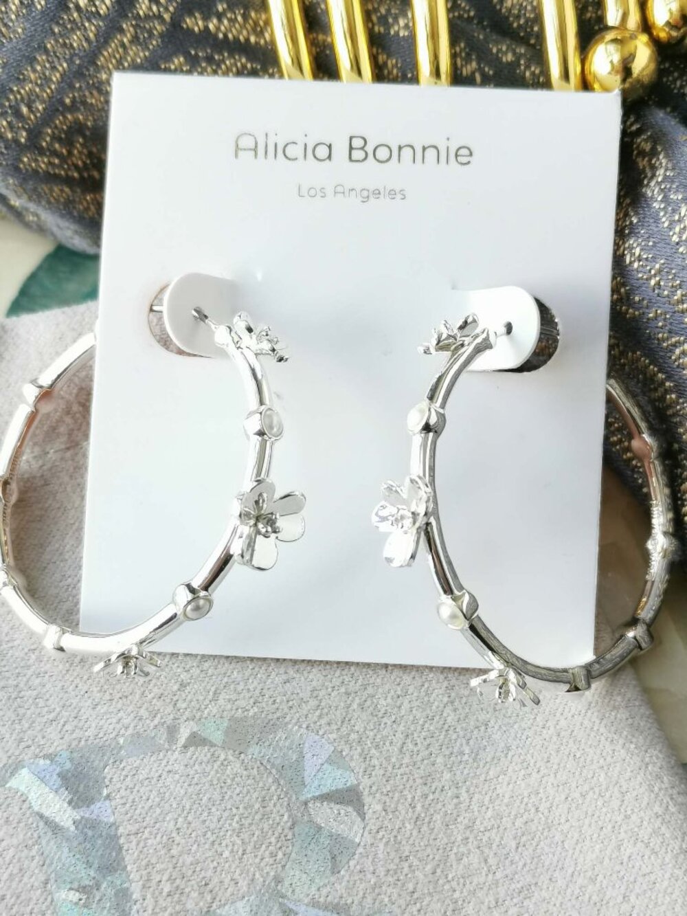 Alicia Bonnie Eternity Silver Hoop Earrings NEW